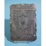 A Victorian silver visiting card case with overall engraved design and vacant cartouches, maker