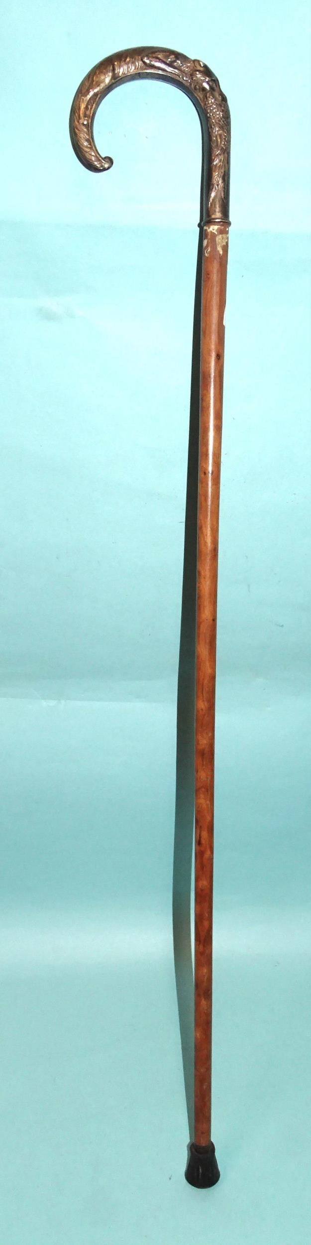 A late-20th century Victorian-style silver-handled walking stick by Broadway & Co, the handle - Image 2 of 3