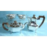 A Viners four-piece silver tea service of octagonal form, Sheffield 1937/39, total weight ___49oz.