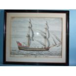 19th century English School THE PRESTON, TWO-MASTED TRADING VASSEL FYING A RED ENSIGN - CAPTAIN