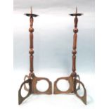A pair of 19th century Japanese folding pocket pricket candlesticks, 32cm high, invented by Tanaka
