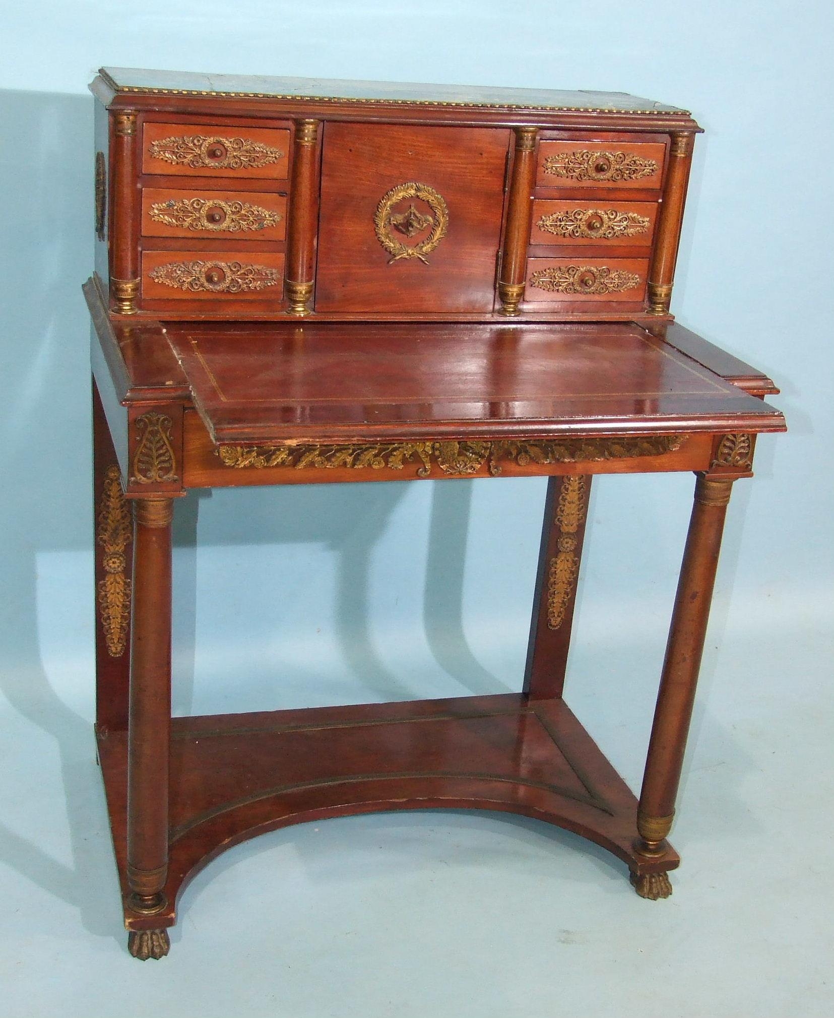 A late-19th century French Empire-style ormolu-mounted ladies' writing desk, the upper part fitted - Image 5 of 5