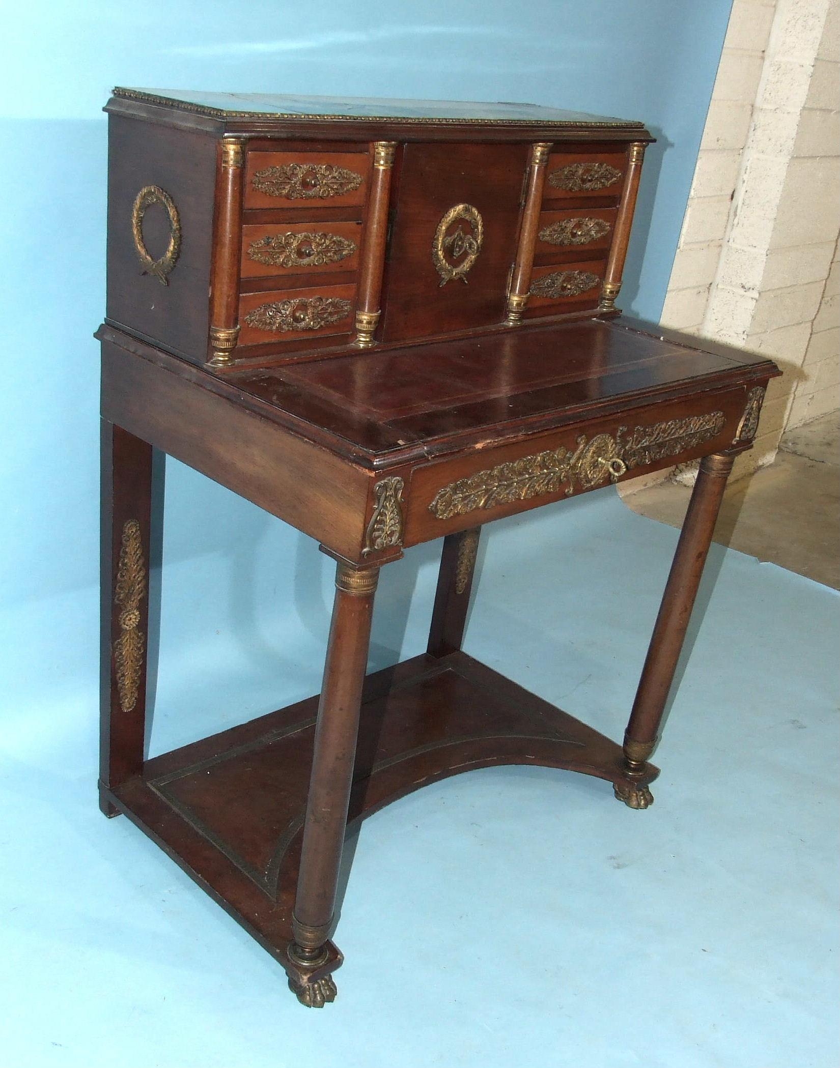 A late-19th century French Empire-style ormolu-mounted ladies' writing desk, the upper part fitted - Image 3 of 5