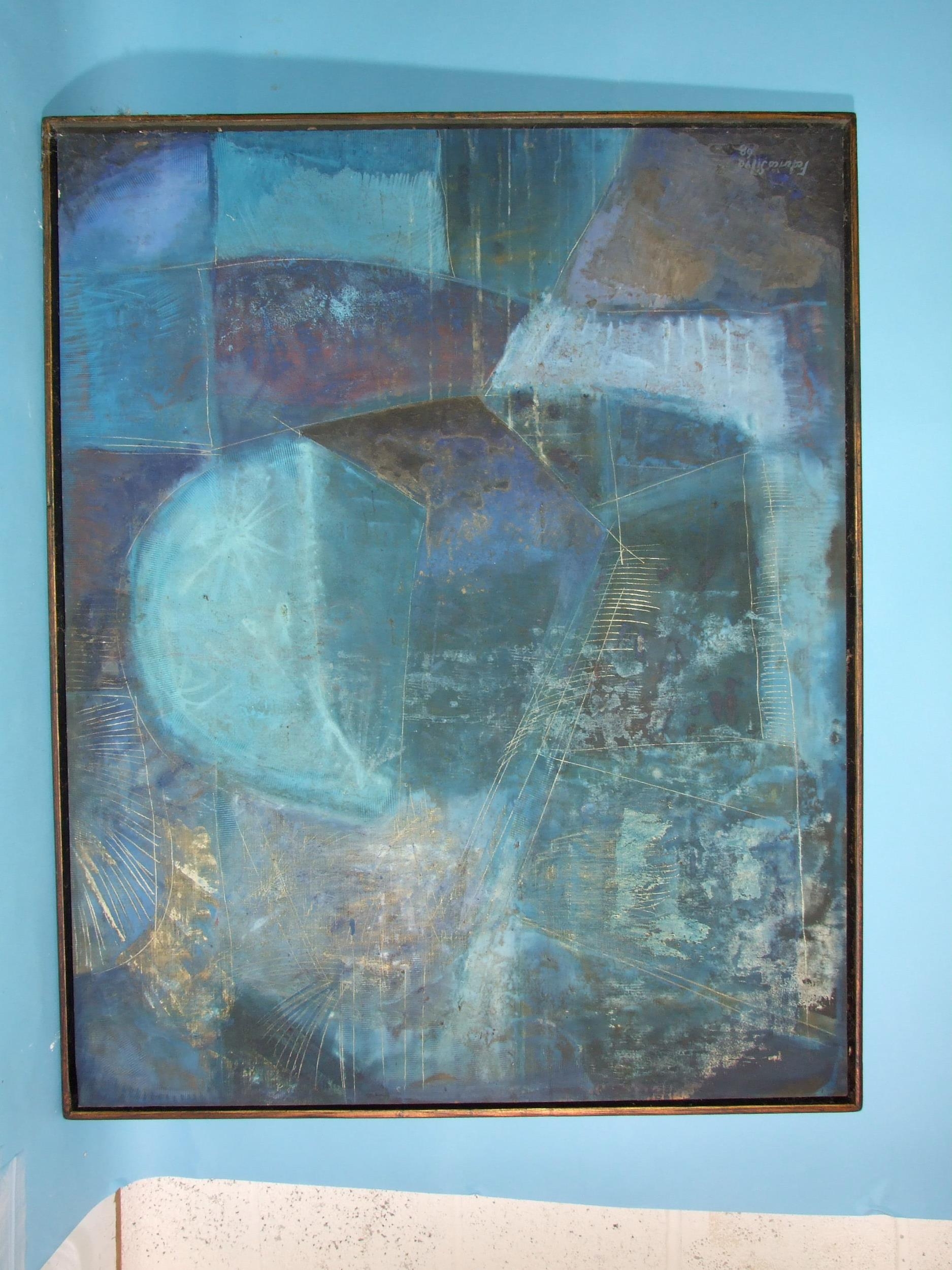 Federico Silva (20th century Mexican) MUNDO SILENTE Abstract oil on canvas, signed, dated '68 and