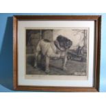 After Henri Benedictus Van Raalte (1881-1929), 'Study of a bulldog', titled 'Dick-stone', etching,