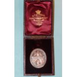 South Eastern Railway Golden Jubilee 1886 oval medal with veiled bust of Victoria, the reverse