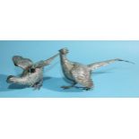 A pair of .925-silver table pheasants by Israel Freeman & Son Ltd, London import marks for 1965,