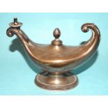 A silver Aladdin's lamp table lighter, 10cm high, 13cm long, Chester 1906, maker WH, ___3.2oz.
