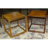 Two rosewood square side tables, each top on chamfered frame, 44cm square, 44cm high stamped Made in