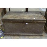 A pine dockyard tool chest, 90cm, 53cm deep, 43cm high.