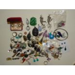 A quantity of earrings, pendants and other costume jewellery, including some silver items.