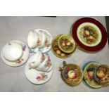 A collection of Aynsley fruit pattern tea ware, other Aynsley ceramics and five Shelley printed cups