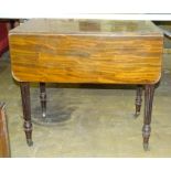 A mahogany drop leaf Pembroke table on reeded legs, 82 x 104cm and a small rustic pine coffer, 110cm