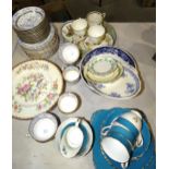 Three Coalport Pembroke pates, 27cm diameter, various tea wares, dinner wares and other ceramics.