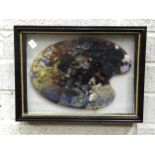 R O Lenkiewicz (1941-2002), a signed artist's palette, 24 x 34cm, in wooden glazed frame.