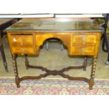 A 20th century walnut dressing table, 100cm wide, 77cm high and a stained wood planter, (2).