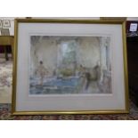 After William Russell Flint, 'Lavoir La Bastide', coloured print, signed with pencil on the mount,