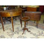 A set of mahogany hanging wall shelves, a small Pembroke table, a wine table and a Georgian fold-