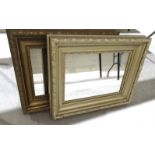 A collection of five gilt frame mirrors, a modern triptych mirror and a case of cutlery.