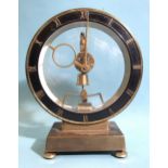 A mid-20th century battery mantel clock, the circular glazed dial with visible pendulum and Roman