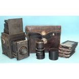 A Mentor, Goltz & Breutmann folding plate camera no.00117, with Carl Zeiss Jena Tessar f4.5 13.5cm