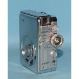 A Bolsey 8 sub-miniature still/ciné camera, chrome, serial no.07016, with Navitar f1.8 10mm lens, (