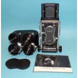 A Mamiya C33 Professional TLR camera no.304641, with Sekor 1:3.5 f:105mm and Sekor 1:3.5 f:65mm