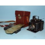 An Erneman Ermanox Miniature Strutt folding plate camera, 4.5 x 6cm, c1926, with Carl Zeiss Jena