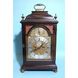 RICHARD FENNELL, KENSINGTON. A GEORGIAN MAHOGANY BRACKET CLOCK, the inverted bell-top case with