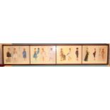 Gisela Raeke BA (nee Bruns), a framed collection of 1950's fashion and dress designs, watercolour on