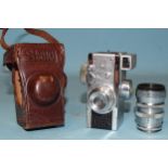 A Japanese Steky III sub-miniature camera with Stekinar anastigmat f3.5 25mm lens, in leather case
