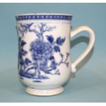 Chinese 18th century, a large soft paste baluster shape blue and white tankard, 15cm high, (slight