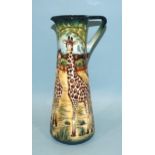 A large contemporary Moorcroft pottery ewer in the 'Shimba Hills' giraffe design by Sian Leeper,