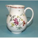 A Bristol famille rose cream jug, 9cm high, (tiny chip to spout tip).