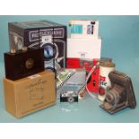 A "Zero Image" handmade wooden pinhole camera, (boxed), a novelty camera cigarette lighter, three