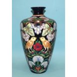 A contemporary Moorcroft vase in the 'Nightingale Lullaby' design by Rachel Bishop, limited-