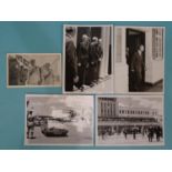 Four 12 x 16.5 cm photographs: Sir Alec Douglas-Home arriving at Salisbury Airport, Rhodesia and