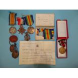 A WWI War Medal, a 1914-15 Star, a Victory Medal awarded to 1811 Pte A C Hipwell R.A.M.C, three