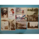 Approximately 75 loose postcards, mainly topographical including some RPs, also some humour