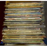 A collection of approximately 96 LP records, including Crosby, Stills & Nash, & Young, Hawkwind,