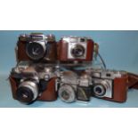 Five Zeiss Ikon SLR cameras, including three Contaflex, (5).