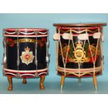 A Royal Artillery (BAOR) Band marching drum, together with a Royal Corps of Transport marching drum,