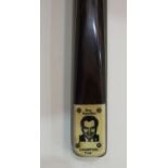 A Ray Reardon Champion Cue, with photograph on plaque, 17oz, 58'', together with two Ray Reardon