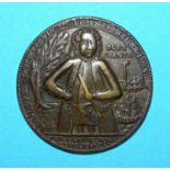 Fort Chagre Medal, 'The Taking of Portobello with Only Six Ships' 1740, a copper medal signed I W,