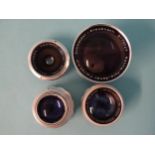 A Schneider-Kreuznach Retina-Tele-Xenar f4 135mm lens, two Roeschlein-Kreuznach Telenar lenses, f3.8