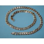 A 9ct gold neck chain of flattened curb links, 51cm, 33.8g, (boxed).