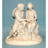 A late-19th century parian figure group of a courting couple, 31cm high, 28cm wide.