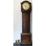 An 18th/19th century mahogany long case clock, the case with stop-fluted corners, the hood with