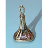 An antique fob seal of slender form set amethyst intaglio engraved "All's Well", 3cm tall.