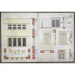 Architect's drawings: "Design for a small country house", pen and watercolour, signed Rupert Ford,
